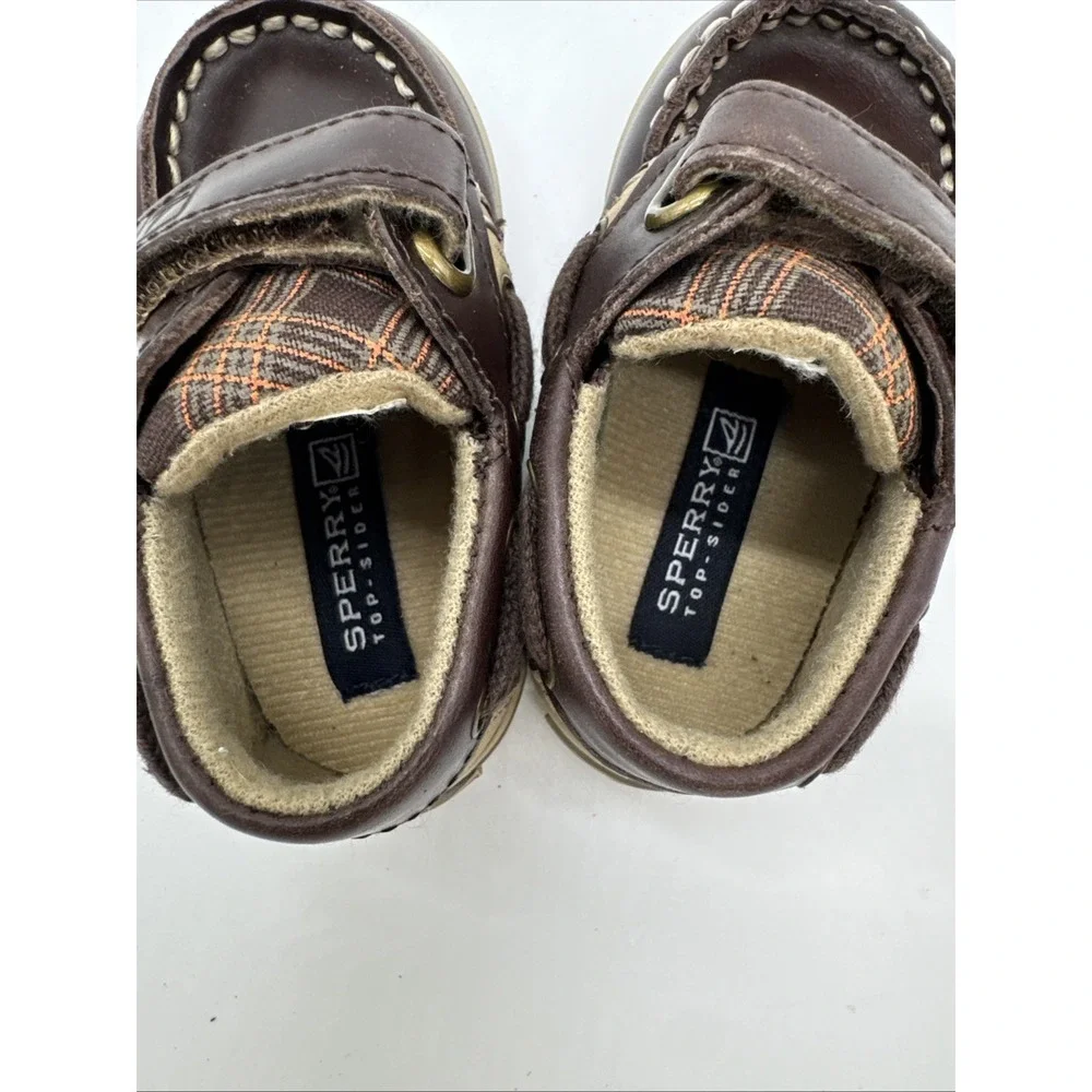 Sperry Infant Top Sider Boat Shoes Brown Leather 2 M‎